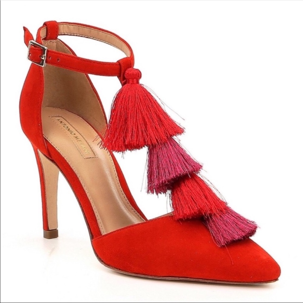 ANTONIO MELANI Suede Multi Color Tassel Pumps
